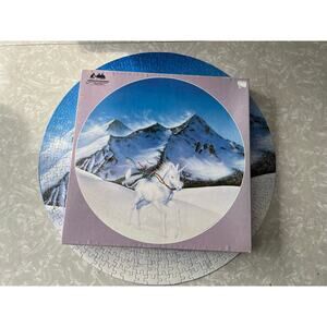 round jigsaw puzzle winter unicorn 500 pieces